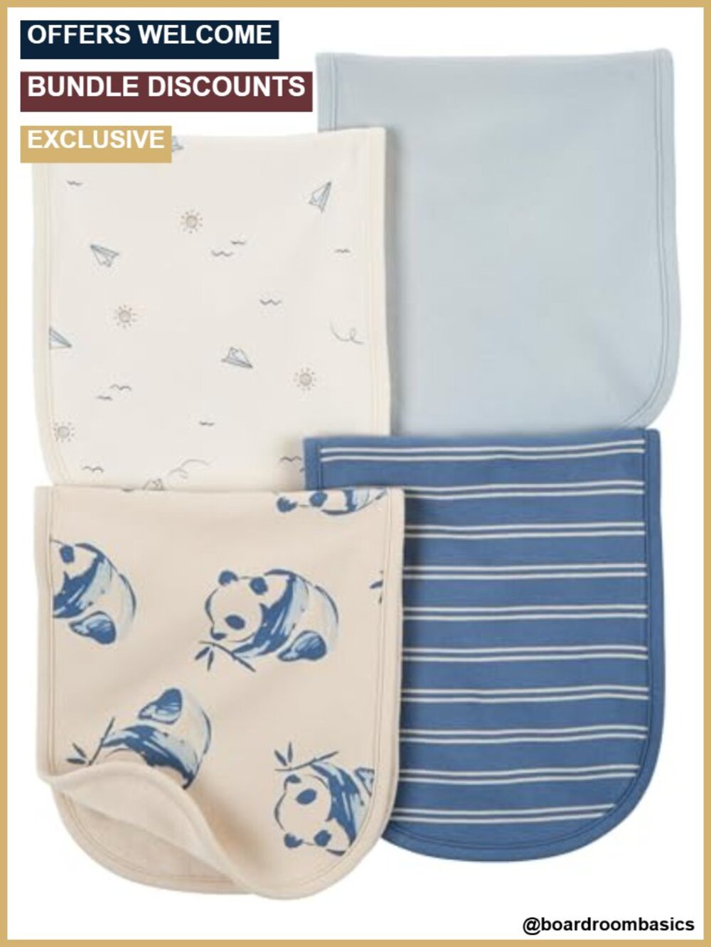 Cotton Burp Cloths 4 Pack Soft Bound Edge Baby Feeding Essentials
